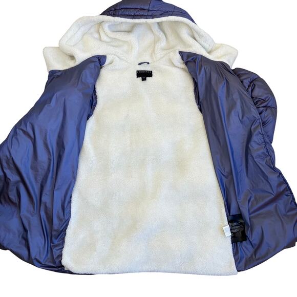 Bernardo Sz M Crystal Hooded Puffer in Metallic Purple w Faux-sherpa Lining Warm - Picture 12 of 16